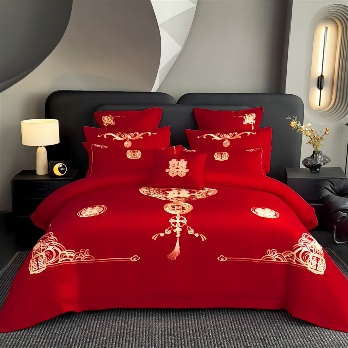 91家纺网 家纺一手货源 找家纺 娇伊诗婚庆 2025新款刺绣工艺全棉婚庆四件套系列 爱情故事