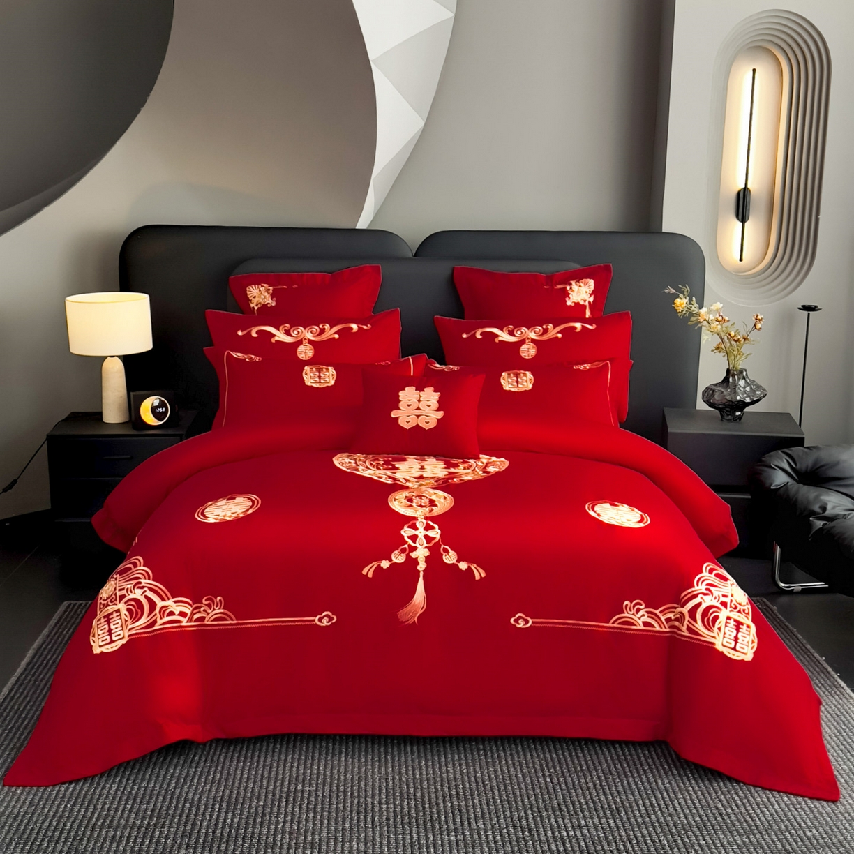 91家纺网 家纺一手货源 找家纺 娇伊诗婚庆 2025新款刺绣工艺全棉婚庆四件套系列 爱情故事