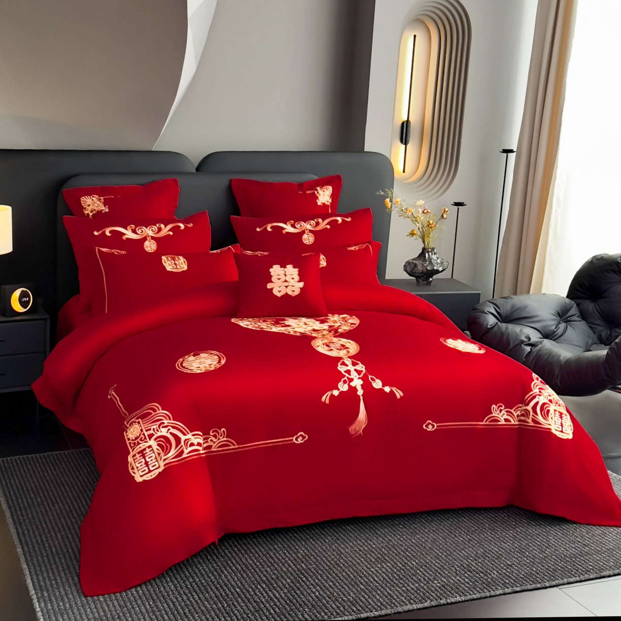 91家纺网 家纺一手货源 找家纺 娇伊诗婚庆 2025新款刺绣工艺全棉婚庆四件套系列 爱情故事