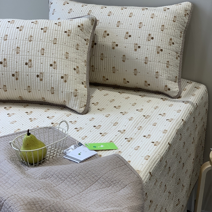 91家纺网 家纺一手货源 找家纺 2024新款舒适床盖三件套-实拍 咖啡小象