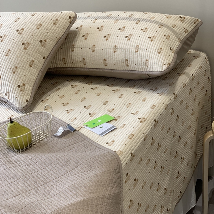 91家纺网 家纺一手货源 找家纺 2024新款舒适床盖三件套-实拍 咖啡小象