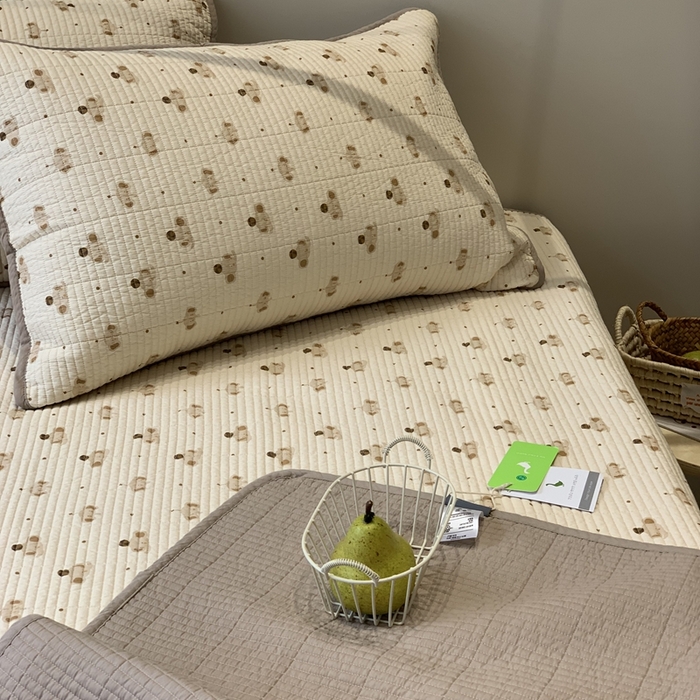 91家纺网 家纺一手货源 找家纺 2024新款舒适床盖三件套-实拍 咖啡小象