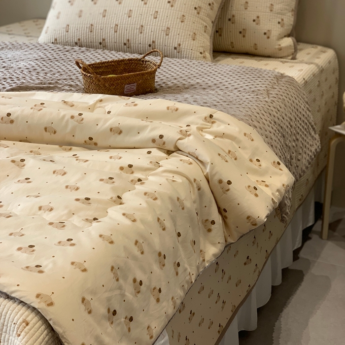 91家纺网 家纺一手货源 找家纺 2024新款舒适床盖三件套-实拍 咖啡小象