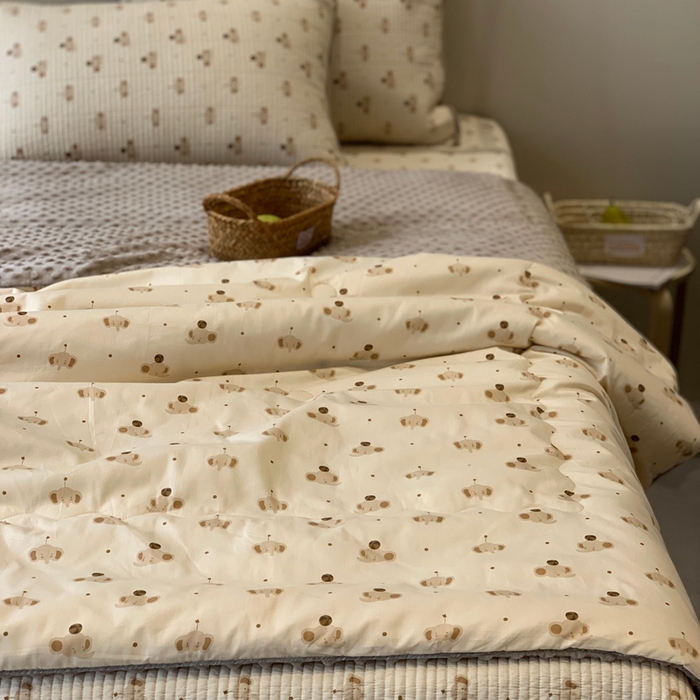 91家纺网 家纺一手货源 找家纺 2024新款舒适床盖三件套-实拍 咖啡小象