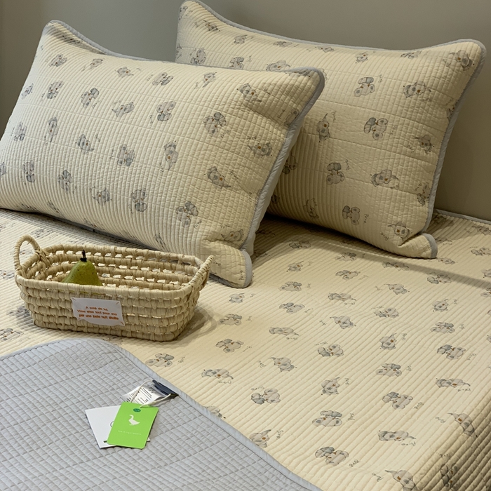 91家纺网 家纺一手货源 找家纺 2024新款舒适床盖三件套-实拍 蓝务象庄园