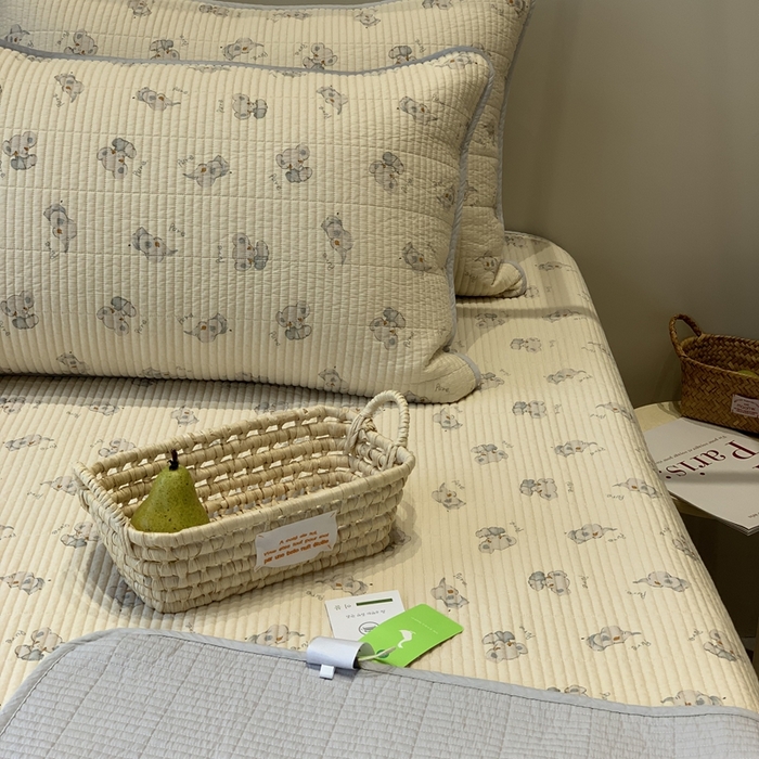 91家纺网 家纺一手货源 找家纺 2024新款舒适床盖三件套-实拍 蓝务象庄园