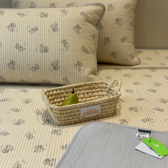 91家纺网 家纺一手货源 找家纺 2024新款舒适床盖三件套-实拍 蓝务象庄园