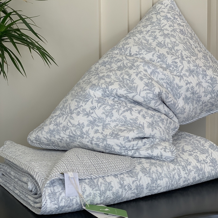 91家纺网 家纺一手货源 找家纺 2024新款舒适床盖三件套-实拍 美蓝