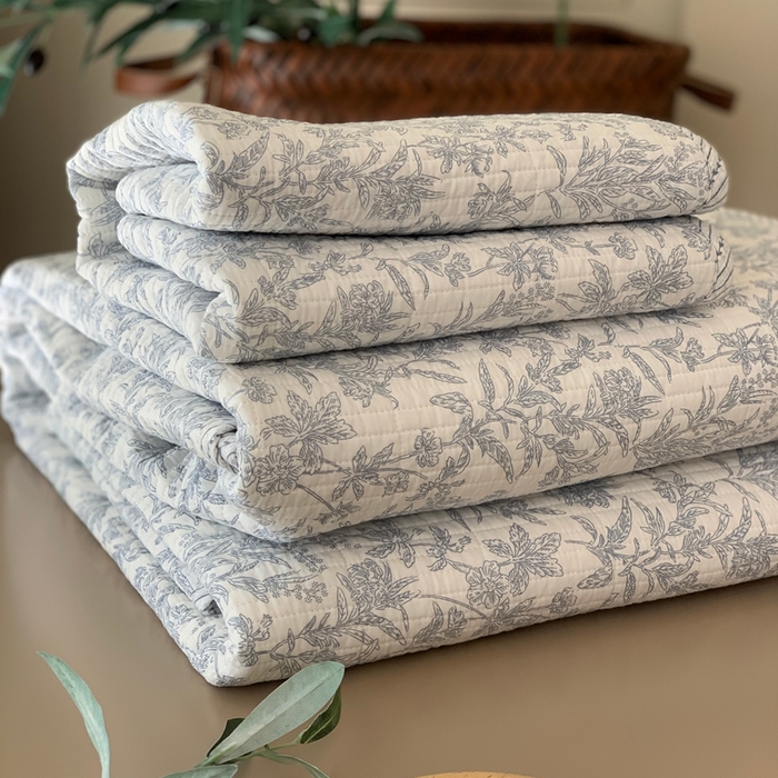 91家纺网 家纺一手货源 找家纺 2024新款舒适床盖三件套-实拍 美蓝