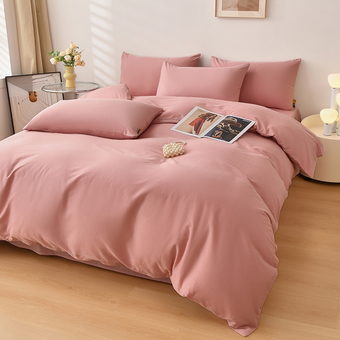 91家纺网 家纺一手货源 找家纺 宇彬家纺 2026直播热款A类13374全棉母婴级一字绣宽边枕套被套纯色四件套贡缎新疆长绒匹马棉轻奢-单被套 眠系列-紫豆沙