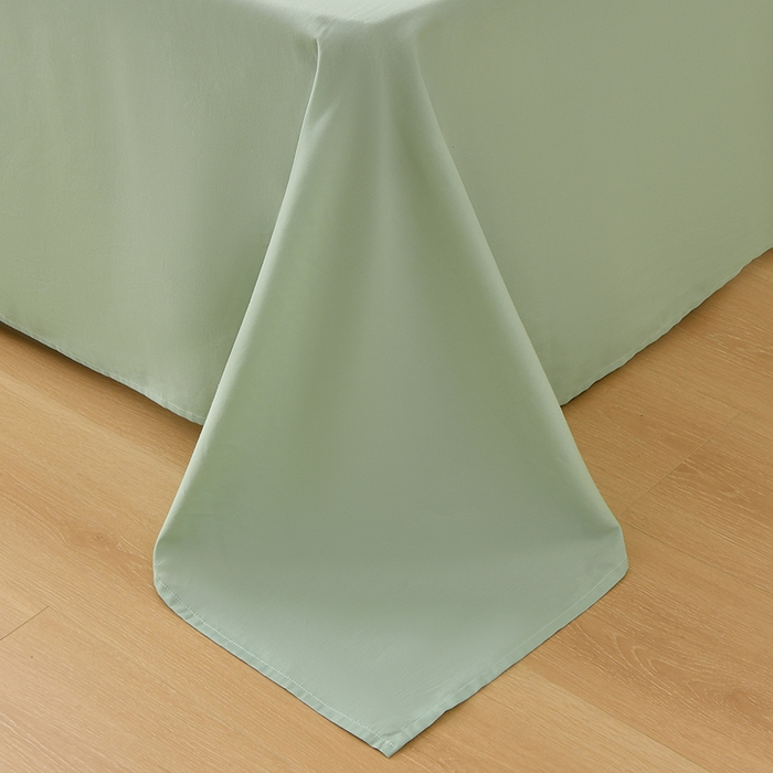 91家纺网 家纺一手货源 找家纺 宇彬家纺 2026直播热款A类13374全棉母婴级一字绣宽边枕套被套纯色四件套贡缎新疆长绒匹马棉轻奢-单被套 眠系列-炫彩绿