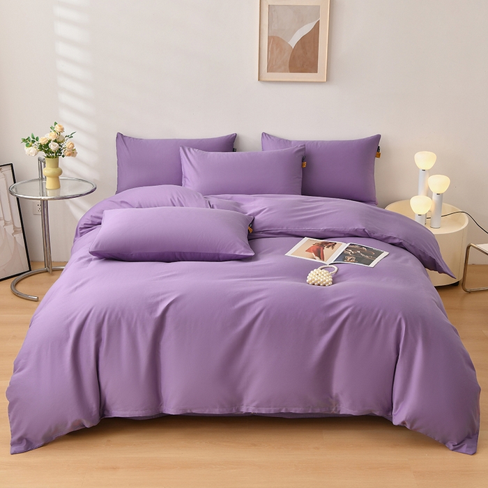 91家纺网 家纺一手货源 找家纺 （总）宇彬家纺 2026直播热款A类13374全棉母婴级一字绣宽边枕套被套纯色四件套贡缎新疆长绒匹马棉轻奢-单被套