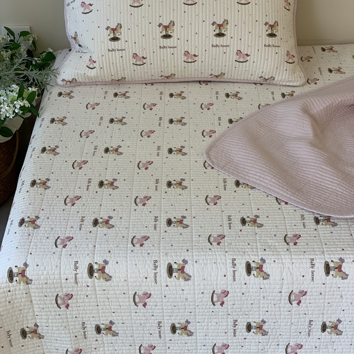 91家纺网 家纺一手货源 找家纺 2024新款舒适床盖三件套-实拍 奇奇小马