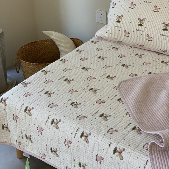 91家纺网 家纺一手货源 找家纺 2024新款舒适床盖三件套-实拍 奇奇小马