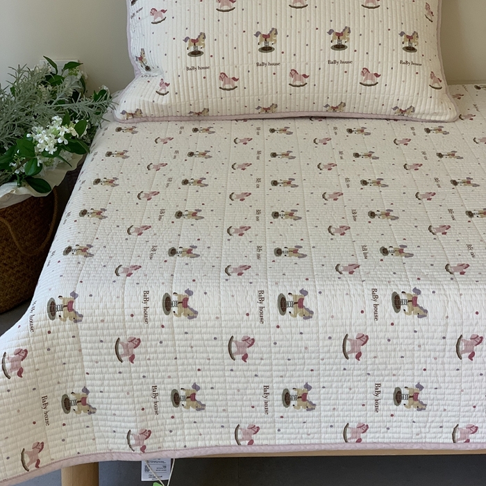 91家纺网 家纺一手货源 找家纺 2024新款舒适床盖三件套-实拍 奇奇小马