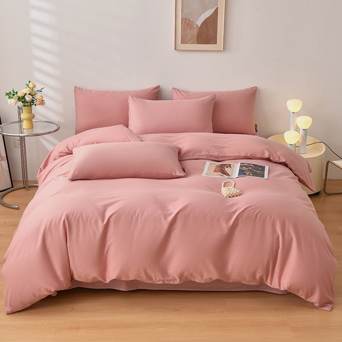 91家纺网 家纺一手货源 找家纺 （总）宇彬家纺 2026直播热款A类13374全棉母婴级一字绣宽边枕套被套纯色四件套贡缎新疆长绒匹马棉轻奢-单被套