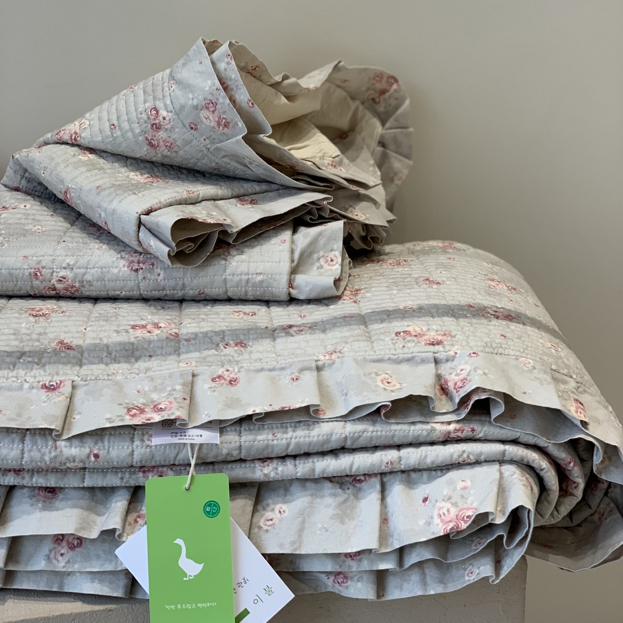 汇庭 2025秋冬新款麻三月床盖三件套系列 梨花雨