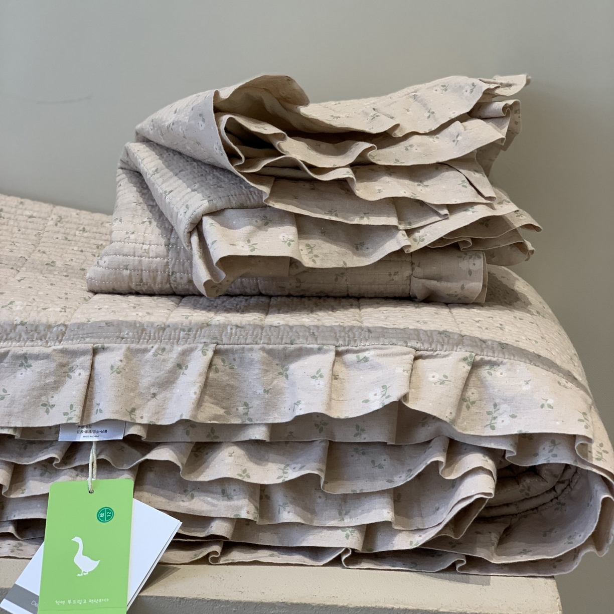 汇庭 2025秋冬新款麻三月床盖三件套系列 花絮粉