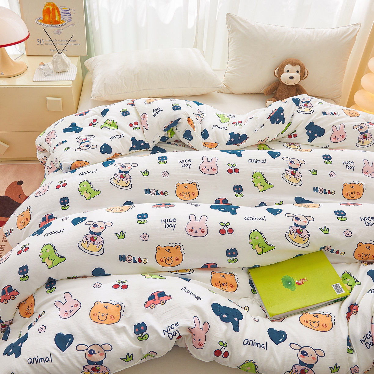 91家纺网 家纺一手货源 找家纺 梦镜家纺 2025新款A类卡通棉花被被子被芯 狂欢派对