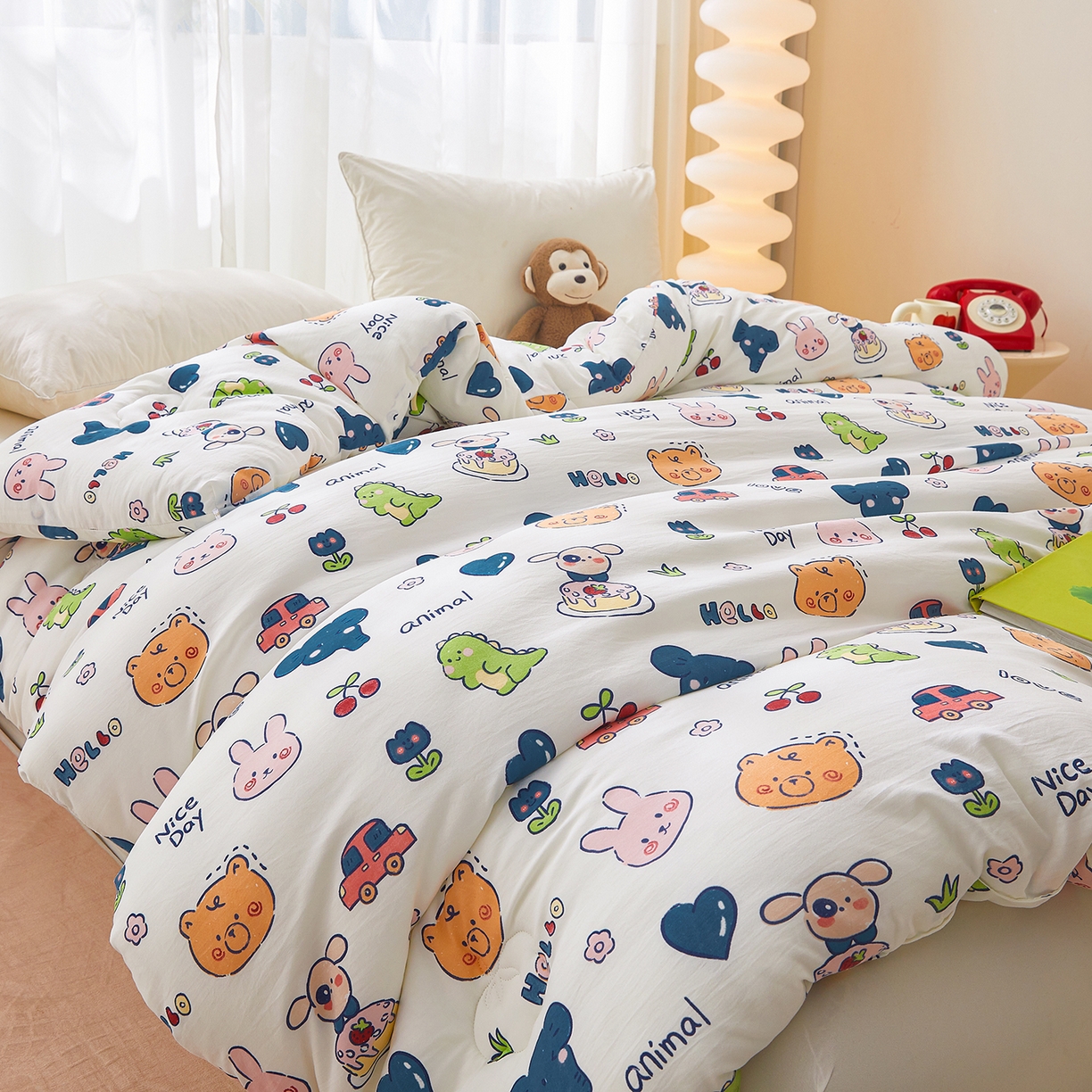 91家纺网 家纺一手货源 找家纺 梦镜家纺 2025新款A类卡通棉花被被子被芯 狂欢派对