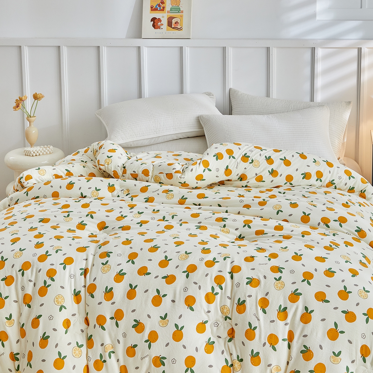 91家纺网 家纺一手货源 找家纺 梦镜家纺 2025新款A类卡通棉花被被子被芯 橙意满满