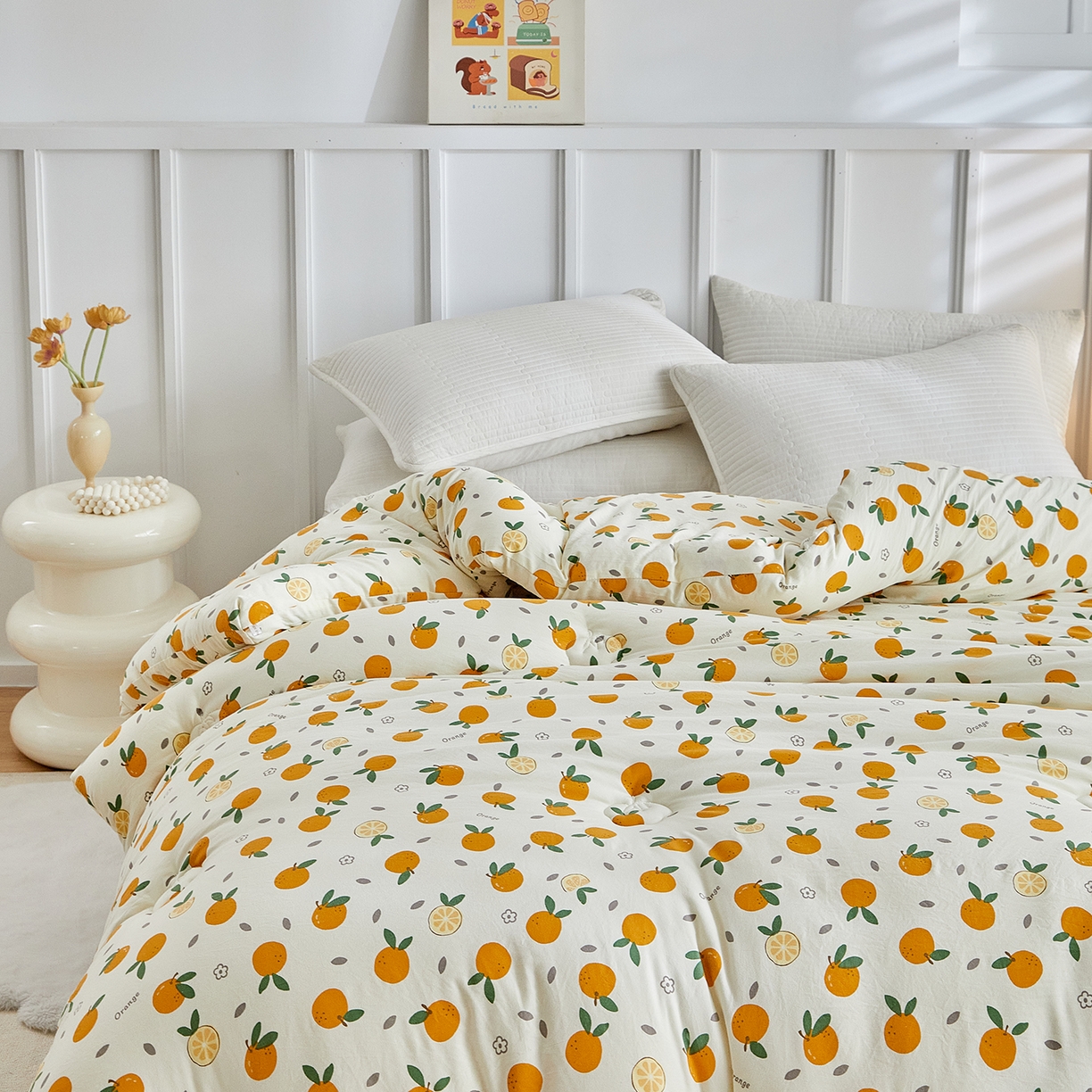 91家纺网 家纺一手货源 找家纺 梦镜家纺 2025新款A类卡通棉花被被子被芯 橙意满满