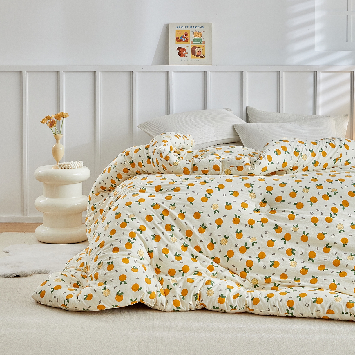 91家纺网 家纺一手货源 找家纺 梦镜家纺 2025新款A类卡通棉花被被子被芯 橙意满满