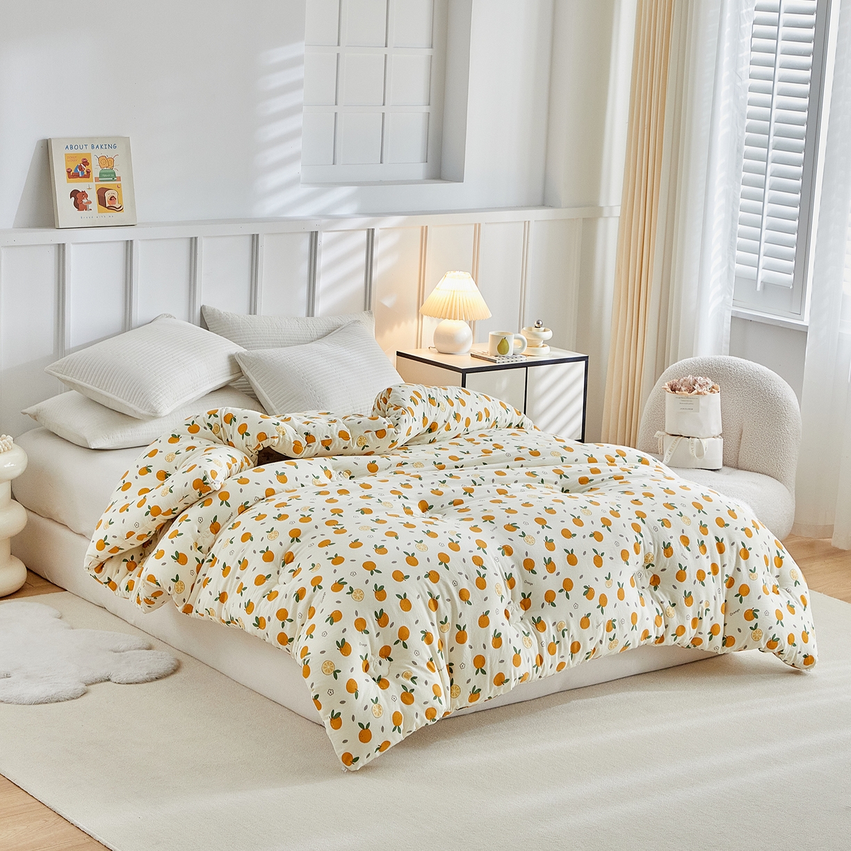 91家纺网 家纺一手货源 找家纺 梦镜家纺 2025新款A类卡通棉花被被子被芯 橙意满满