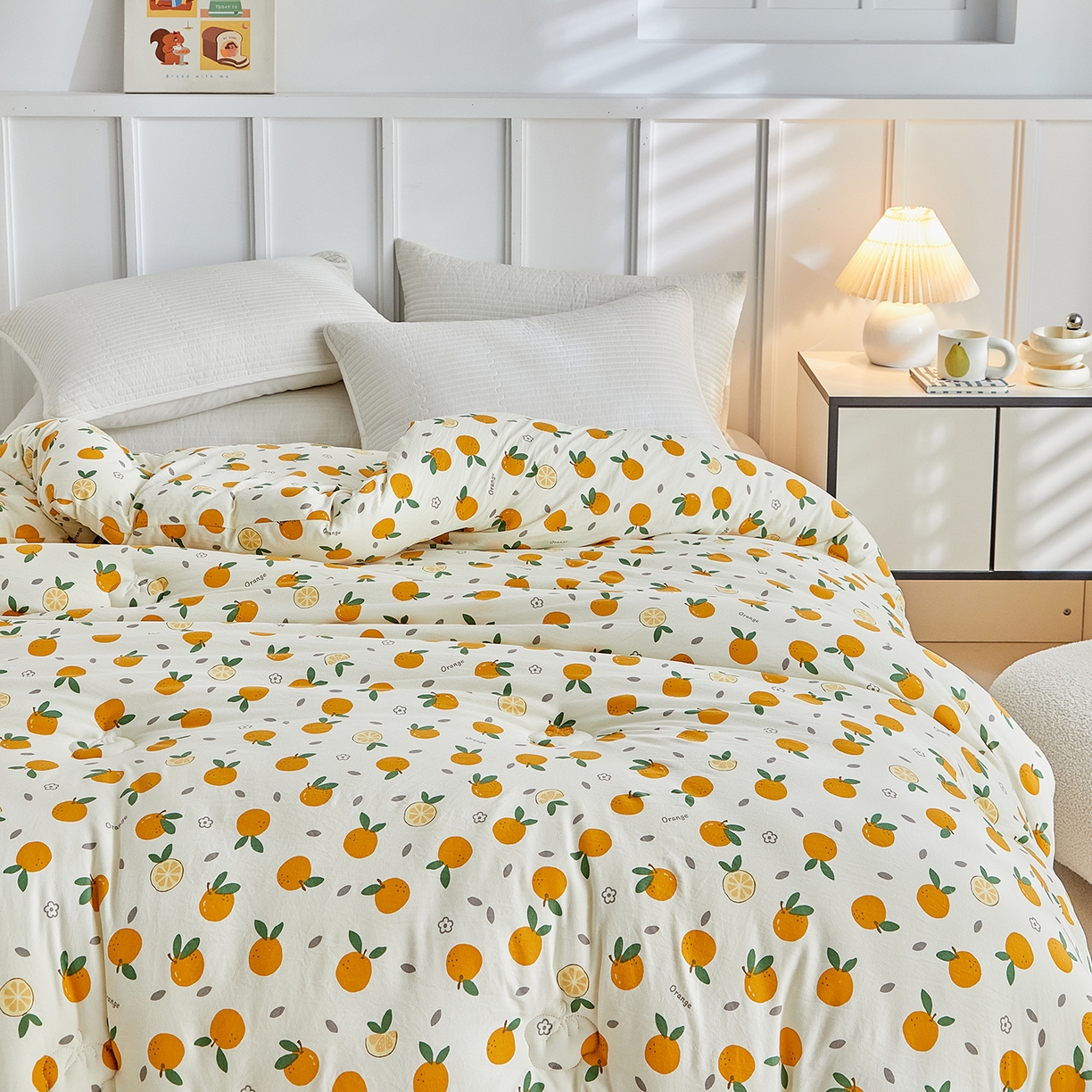 91家纺网 家纺一手货源 找家纺 梦镜家纺 2025新款A类卡通棉花被被子被芯 橙意满满