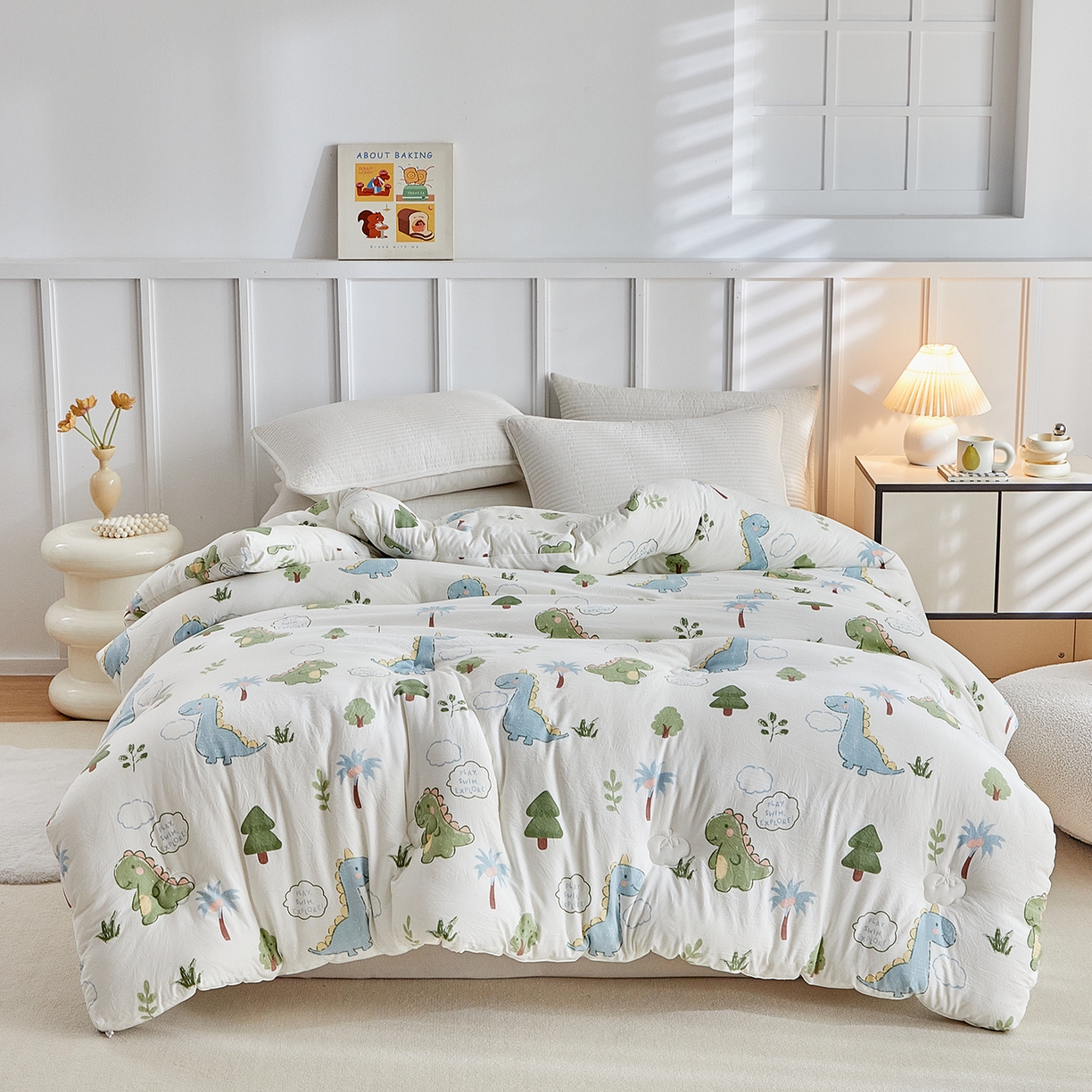 梦镜家纺 2025新款A类卡通棉花被被子被芯 恐龙星球