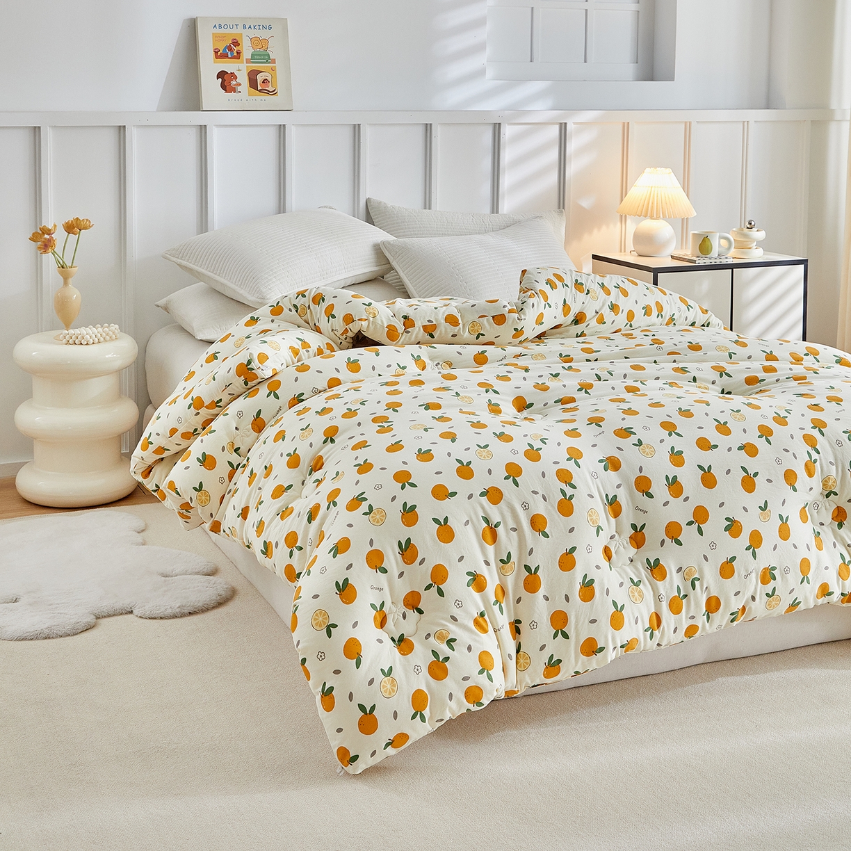 91家纺网 家纺一手货源 找家纺 梦镜家纺 2025新款A类卡通棉花被被子被芯 橙意满满