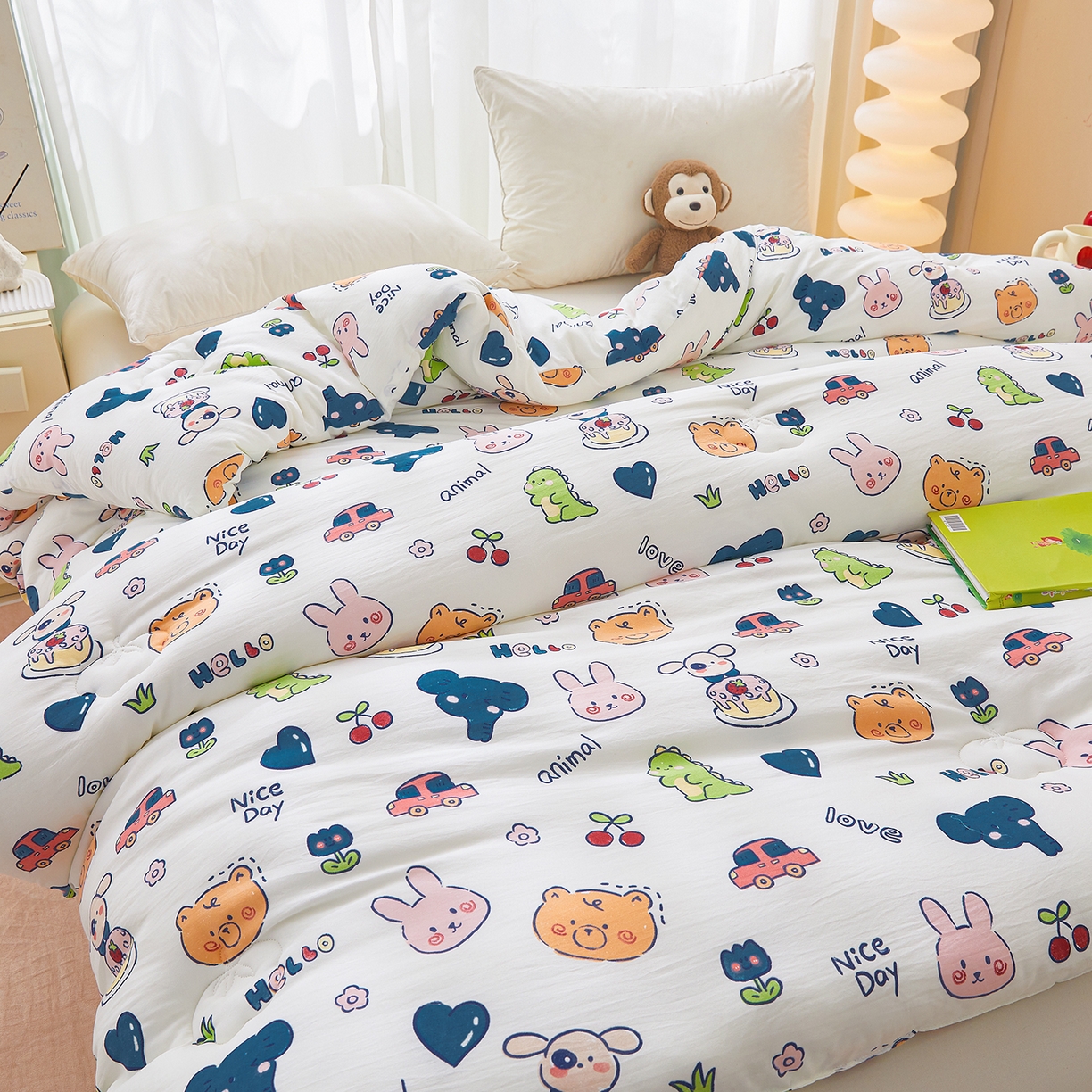 91家纺网 家纺一手货源 找家纺 梦镜家纺 2025新款A类卡通棉花被被子被芯 狂欢派对