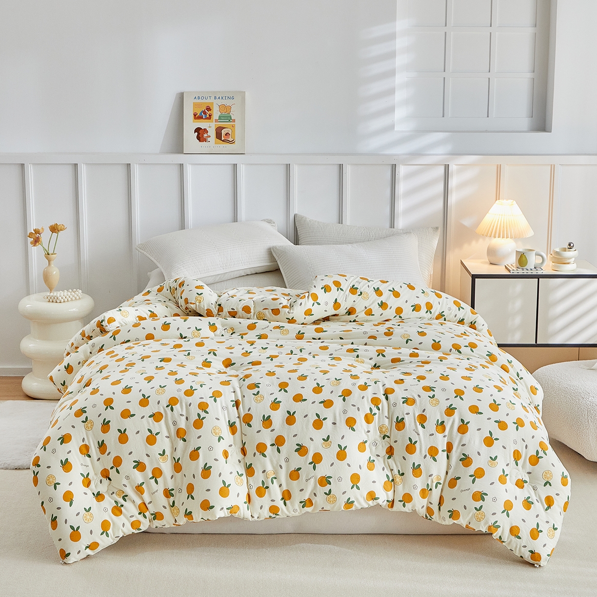 梦镜家纺 2025新款A类卡通棉花被被子被芯 橙意满满