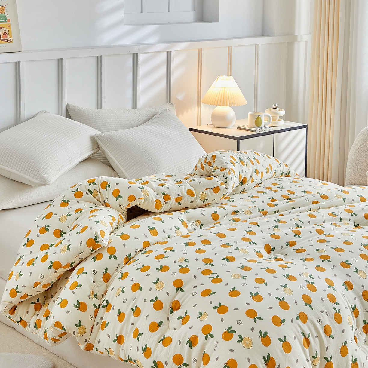 91家纺网 家纺一手货源 找家纺 梦镜家纺 2025新款A类卡通棉花被被子被芯 橙意满满