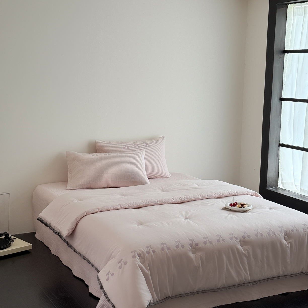 汇庭 2025新款秋冬胖胖樱桃春秋被+樱桃菲菲床盖三件套 粉色