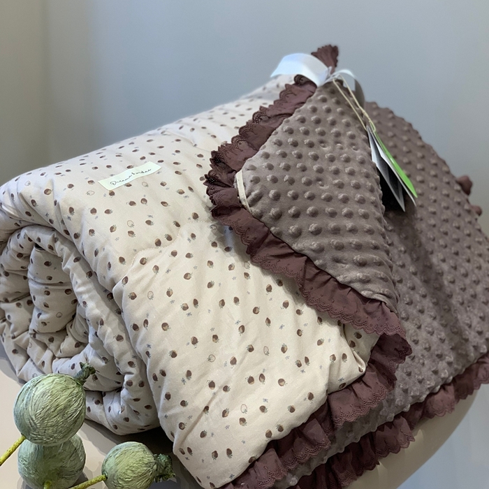 91家纺网 家纺一手货源 找家纺 汇庭 2025秋冬新·花边款单双人豆豆被系列 可可草莓