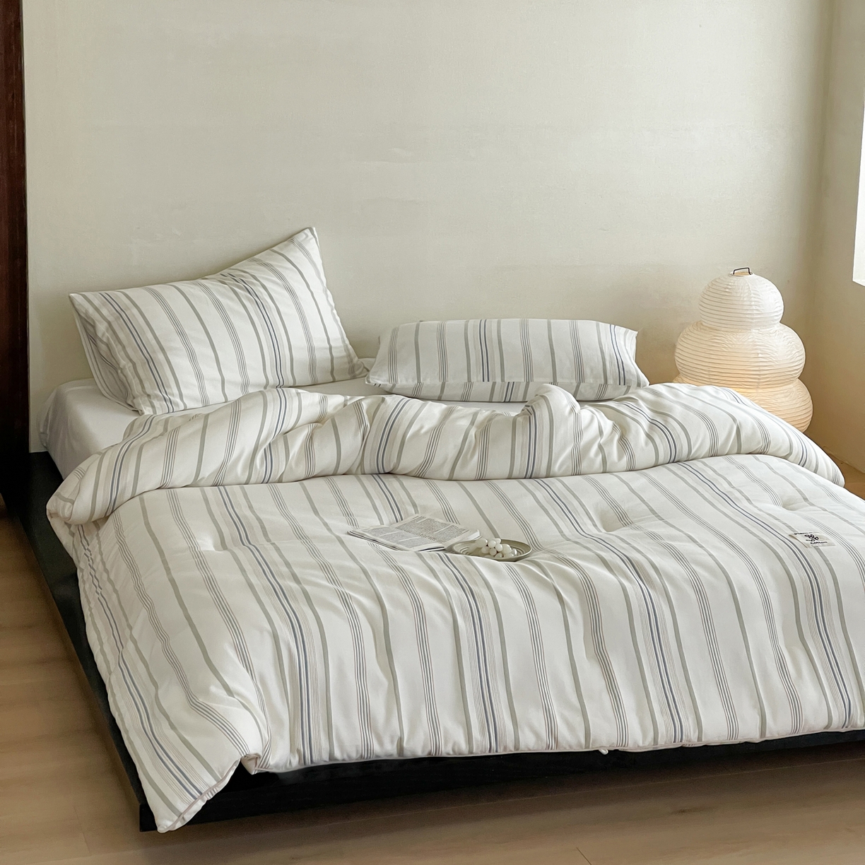 91家纺网 家纺一手货源 找家纺 佳汐蓝家纺 2025新款色织酵洗云感被 夏被 春秋被 冬被 被子被芯 岚图-月白