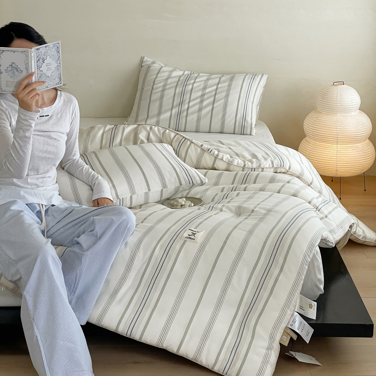 91家纺网 家纺一手货源 找家纺 佳汐蓝家纺 2025新款色织酵洗云感被 夏被 春秋被 冬被 被子被芯 岚图-月白