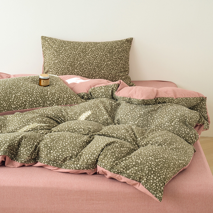 91家纺网 家纺一手货源 找家纺 竹合家纺 2025秋冬新款加厚磨毛色织暖绒系列针织四件套高克重 般若