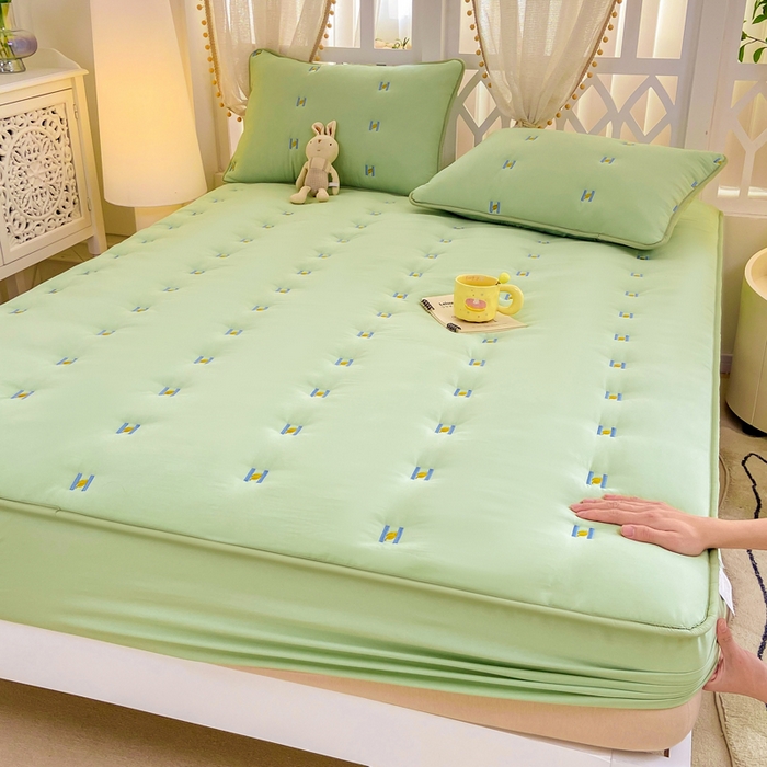 安逸恋 2025新款简约新疆棉花单床笠床笠单件单品床笠 果绿