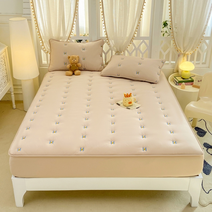 91家纺网 家纺一手货源 找家纺 安逸恋 2025新款简约新疆棉花单床笠床笠单件单品床笠 卡其