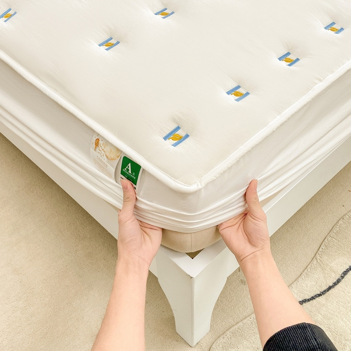 91家纺网 家纺一手货源 找家纺 安逸恋 2025新款简约新疆棉花单床笠床笠单件单品床笠 奶白