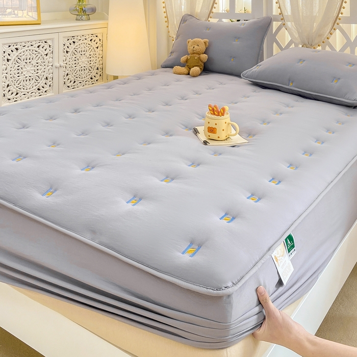 91家纺网 家纺一手货源 找家纺 安逸恋 2025新款简约新疆棉花单床笠床笠单件单品床笠 烟灰