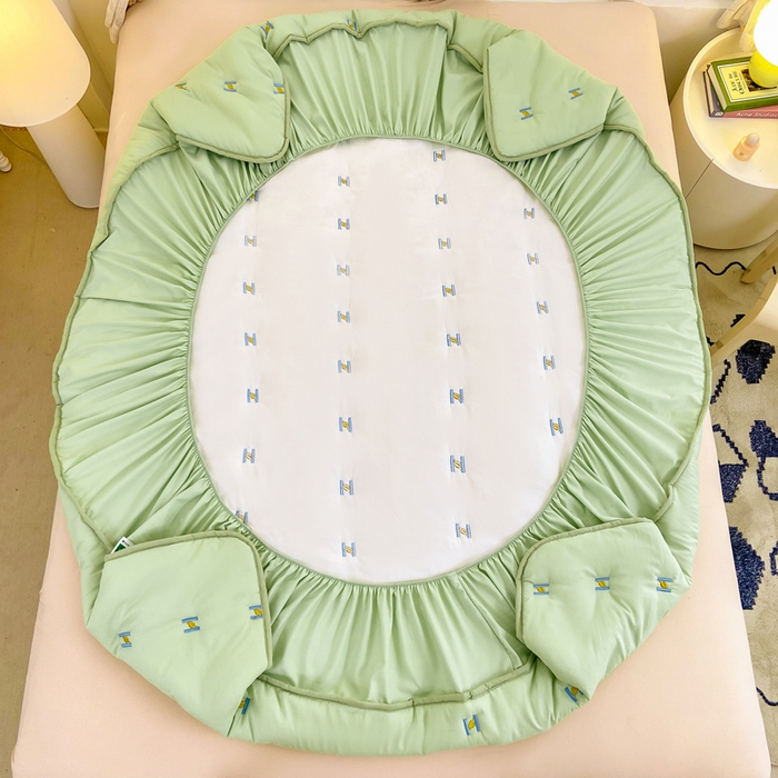 91家纺网 家纺一手货源 找家纺 安逸恋 2025新款简约新疆棉花单床笠床笠单件单品床笠 果绿