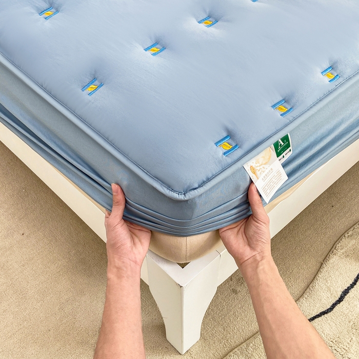 91家纺网 家纺一手货源 找家纺 安逸恋 2025新款简约新疆棉花单床笠床笠单件单品床笠 深蓝