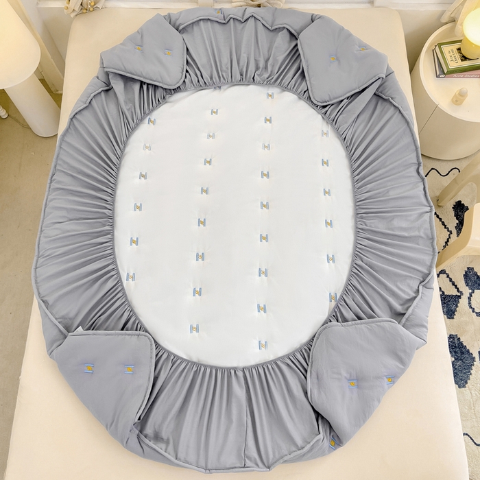 91家纺网 家纺一手货源 找家纺 安逸恋 2025新款简约新疆棉花单床笠床笠单件单品床笠 烟灰