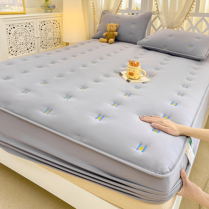 91家纺网 家纺一手货源 找家纺 安逸恋 2025新款简约新疆棉花单床笠床笠单件单品床笠 烟灰