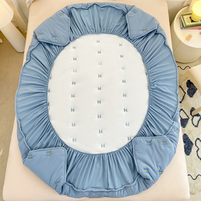 91家纺网 家纺一手货源 找家纺 安逸恋 2025新款简约新疆棉花单床笠床笠单件单品床笠 深蓝