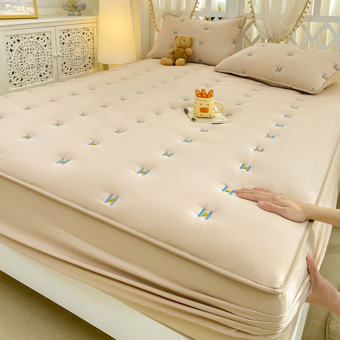 91家纺网 家纺一手货源 找家纺 安逸恋 2025新款简约新疆棉花单床笠床笠单件单品床笠 卡其