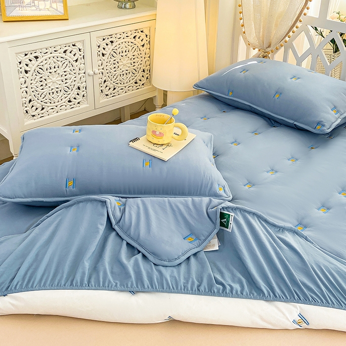 91家纺网 家纺一手货源 找家纺 安逸恋 2025新款简约新疆棉花单床笠床笠单件单品床笠 深蓝